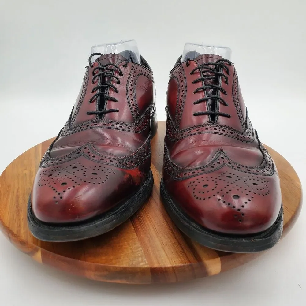 Florsheim Dress Shoes Brogue Wingtip Men's 9.5D Burgundy Leather Derby Classic